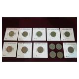 13 BUFF NICKELS VARIOUS DATES
