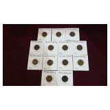 13 INDIAN HD PENNIES VARIOUS DATES
