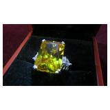 STAMPED .925 LADIES CITRINE RING, SZ 6.5