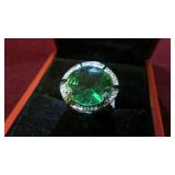 STAMPED .925 LADIES AQUAMARINE RING, SZ 6.5