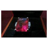 STAMPED .925 LADIES RUBY RING, SZ 6.5