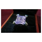 STAMPED .925 LADIES PINK SAPPHIRE RING, SIZE 7