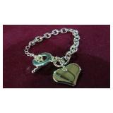STAMPED .925 LADIES HEART BRACELET