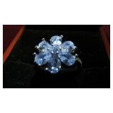 STAMPED .925 LADIES WHITE SAPPHIRE RING SZ 8