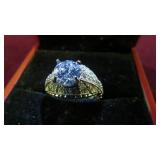STAMPED .925 LADIES WH SAPPHIRE RING SZ 6