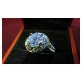 STAMPED .925 LADIES WHITE SAPPHIRE SZ 7.5