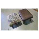 2 UPHOLSTERED FOOT STOOLS