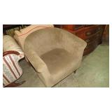 BROWN MICROFIBER ARM CHAIR