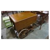 MAPLE TEA CART W/1 DRAWER AND SERVING TRAY
