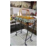 BASKET STAND, PINE BASKET, METAL STAND