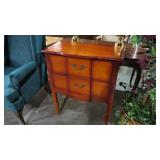 SMALL ENTRY/SERVING WOOD CHEST W/2 DRAWERS