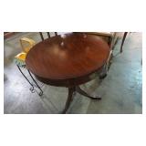 MAHOGANY DRUM TABLE W/1 DRAWERS, PEDASTAL BASE