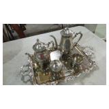 5 PC SILVER PLATED TEA SERVICE
