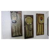 3 METAL JUNGLE ANIMAL WALL SIGNS, 12 X 28"