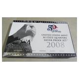 2008 US MINT STATE QUARTERS SILVER PROOF SET