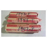3 ROLLS 1943 P STEEL PENNIES