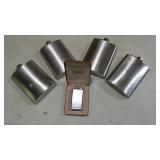 FLAMINAIRE PARKER LIGHTER & 4 HIP FLASKS