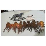 3 METAL HORSE FIGURES, LAZER CUT & WALL DECOR