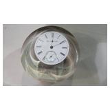 ELGIN 1902 POCKET WATCH IN ACRYLIC PAPERWEIGHT