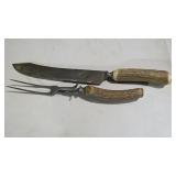 BONE HANDLE STAG CARVING KNIFE & FORK