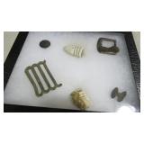 FRAMED COLLECTION OF MUSKET BALLS & PINS