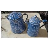 2 GRANITE WARE COFFEE POTS