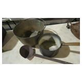 ANTIQUE COPPER KETTLES & LADLE