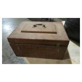 EARLY WOOD LIFT TOP BOX W/STORAGE COMPARTMENTS