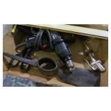 BOX OF TOOLS, CHIMNEY SWEEP SWEEP KIT, MISC.