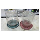 2 ANTIQUE GLASS CHICKEN WATERERS