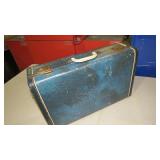 MID CENTURY MED. BLUE SUITCASE