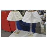 PAIR OF GLASS BASE TABLE LAMPS