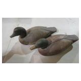 PAIR OF WOOD PAINTED DUCK DECOYS W/GLASS EYES
