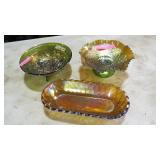 3 PC CARNIVAL IRISDESCENT BOWLS - 1 IS IMPERIAL