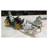 CAST IRON CARRIAGE W/RIDERS/HORSES