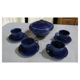 9 PC OLDER FIESTA WARE DISHES IN DK BLUE