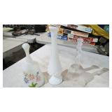 2 FENTON BELLS & HOBNAIL VASE