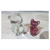FENTON GLASS BEAR & CAT