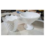 FENTON HOBNAIL VASE & COMPOTE