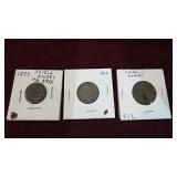 1874 SHIELD NICKEL, 1912 V NICKEL, COAL SCRIPT