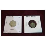 1919 AUSTRIA SILVER 6 PENCE, 1943 10 CENT DUTCH