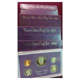1985, 86, 88, 92 US MINT PROOF SETS