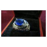 BLUE SAPPHIRE STAMPED .925 RING SZ 8