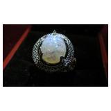 LADIES STAMPED .925 WHITE OPAL RING, SZ 7.5