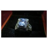 LADIES STAMPED .925 WHITE SAPPHIRE RING, SZ 6