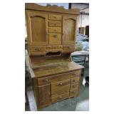 ANTIQUE OAK HOOSIER STYLE CABINET W/15 DRAWERS