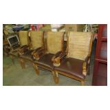 (4X) PADDED WOOD FRAME ARM CHAIRS, WICHER LOOK