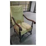 ANTIQUE PADDED CLAW FOOT PARLOR CHAIR