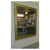 GOLD FRAMED BEVELED MIRROR, 31 X 25.5"