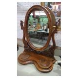 ORNATE CARVED WALNUT SHAVING MIRROR